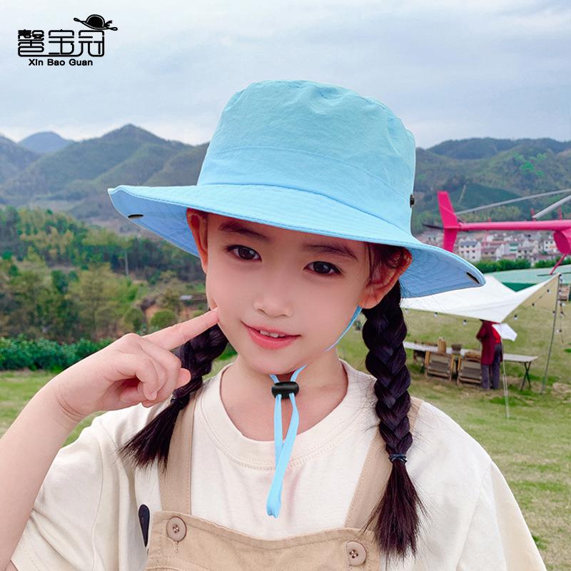 Children's hats summer boys and girls outdoor sunscreen hats quick-drying waterproof breathable sun hat large brim bucket hat