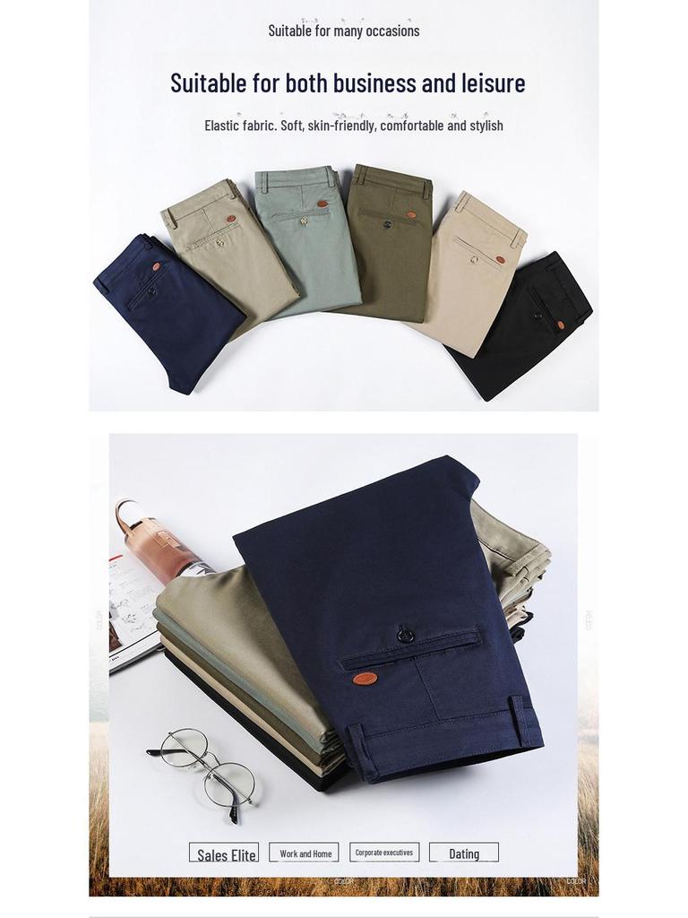 Men's Slim Fit Casual Pants - Elastic, Comfortable, Skin-Friendly, Suitable for Business or Casual Wear In Spring, Autumn, and All Seasons.