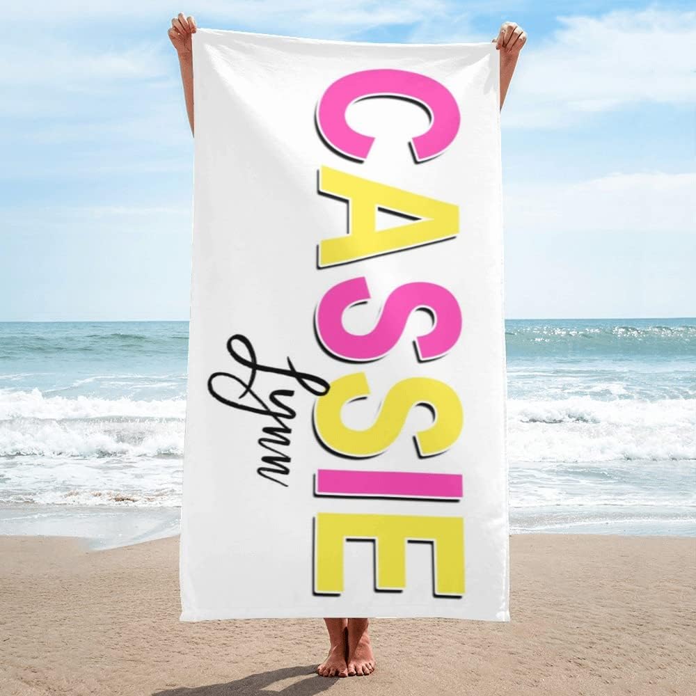 Personalized Beach Towel Custom Name Beach Towel Soft Absorbent Customized Bath Towel for Kids Adults Couples Friends Bridesmaid