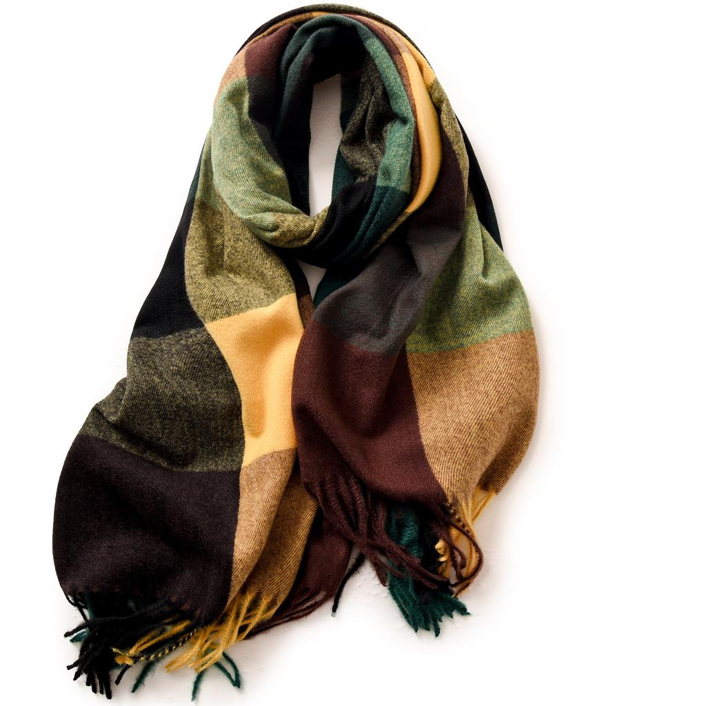 Striped Plaid Shawl Elegant Socialite Style Autumn and Winter Warm Scarf for Women High End Feeling 2025 Fashionable Women Scarf