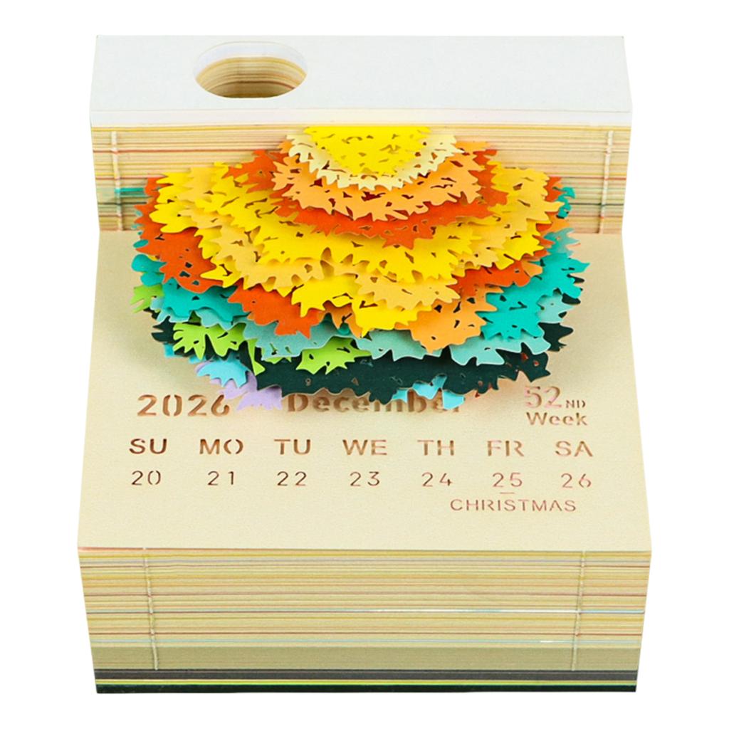 Календарь «Часы» 2026 3D блокнот для заметок Календарь со светодиодной подсветкой 3D художественный календарь Бумажная резьба Художественный блокнот для заметок для домашнего декора
