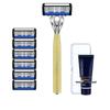 In-Stock Seven-Layer Manual Razor with Metal Hammer Pattern Handle for Shaving Beard
