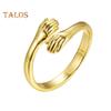 Women Open Ring Hugging Shape Adjustable Solid Color Polished Retro Electroplated Finger Ring Valentines Day Gift Lady Jewelry