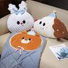 Мультяшная подушка-плед из кораллового флиса с животными - Щенок, Кролик, Медведь, Подушка для поясницы, Подушка для сна