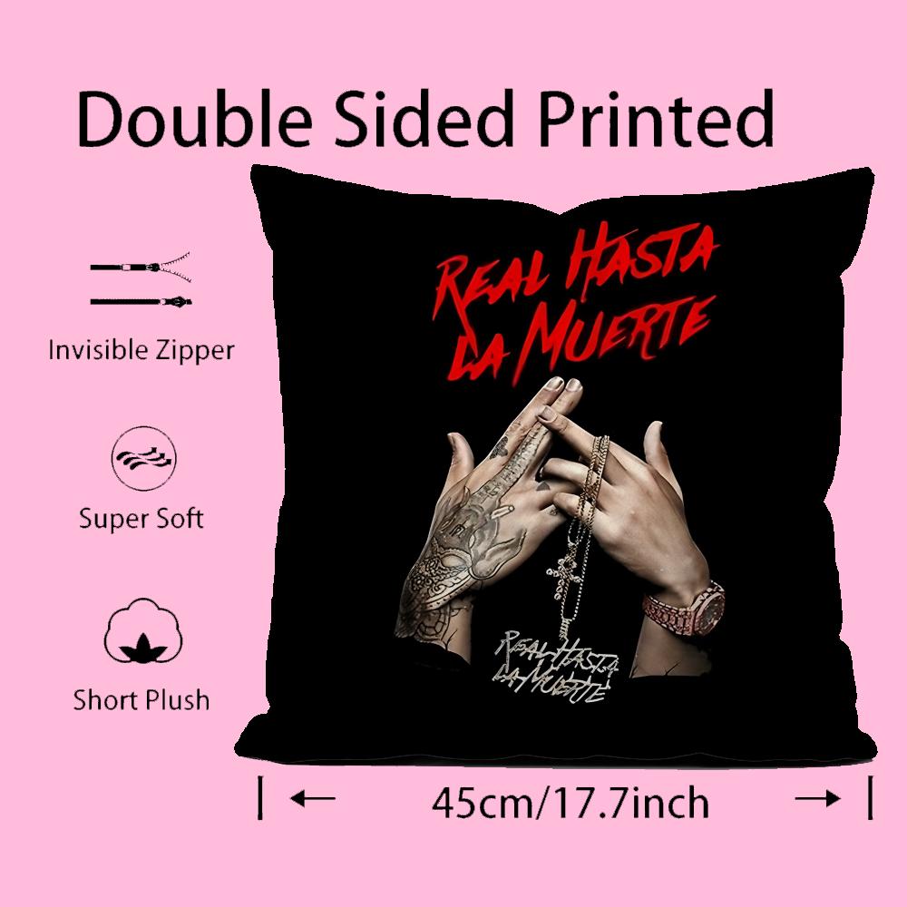 Наволочка Anuel Aa Real Hasta La Muerte, Наволочка против пылевых клещей, Невидимая молния, Шелковистый короткий плюш, Чехол для диванной подушки