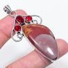 Natural Noreena Jasper, Garnet 925 Sterling Silver Jewelry Pendant 2.76" W2Z54