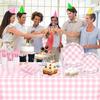 176 PCS Pink and White Gingham Plates and Napkins Light Pink Checkered Disposable Plates Set with Napkins Cups Plastic Spoons F