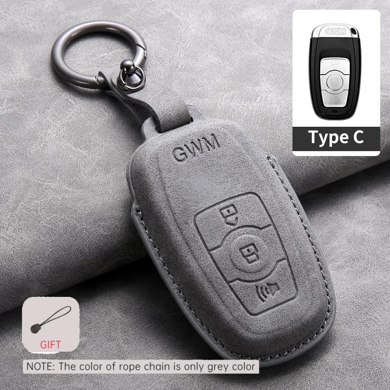 Leather Car Key Case Cover Holder Keychain Shell for Great Wall Haval Jolion 2025 H6 H7 H4 H9 F5 F7 F7X F7H H2S GWM Dargo