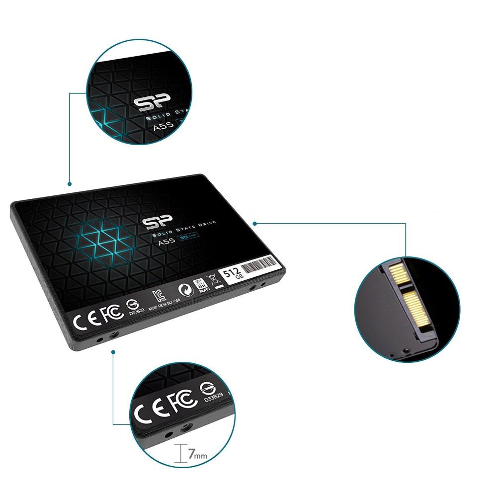 Ssd Silicon Power A55 512Gb 2.5 Sata3 3D Nand 7Mm