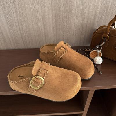 Туфли Boken на платформе, сумка для обуви, полушлепанцы с закрытым носком, женская верхняя одежда, новые летне-осенние 2025, ретро, на одной педали, со скрытой платформой, Boken