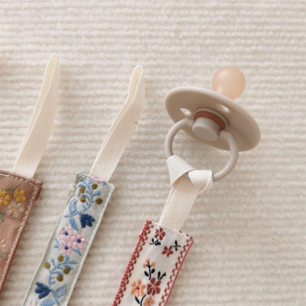 Ethnic Style Soother Holder Floral Nipple Holder Clips Colorful Baby Cloth Pacifier Chain  Baby