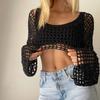 Women's Cover Ups Fall Women's Hand Hook Sweater Casual Ultra Short Flared Sleeve Sexy Mesh Cover Up