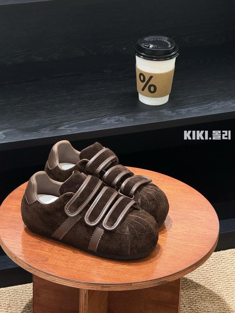 Ugly Cute Velcro Bread Shoes Early Autumn New Retro Platform Niche Design Leather Casual Sports Shoes