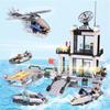 536pcs Police Station Prison Trucks Building Blocks Car Boat Helicopter Policeman Bricks Children DIY Assemble Blocks Toys Gifts