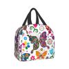 Colorful Butterflies And Flowers Kids Lunch Box Insulated Soft Bag Cooler Back To School Thermal Meal Tote Kit for Girls Boys