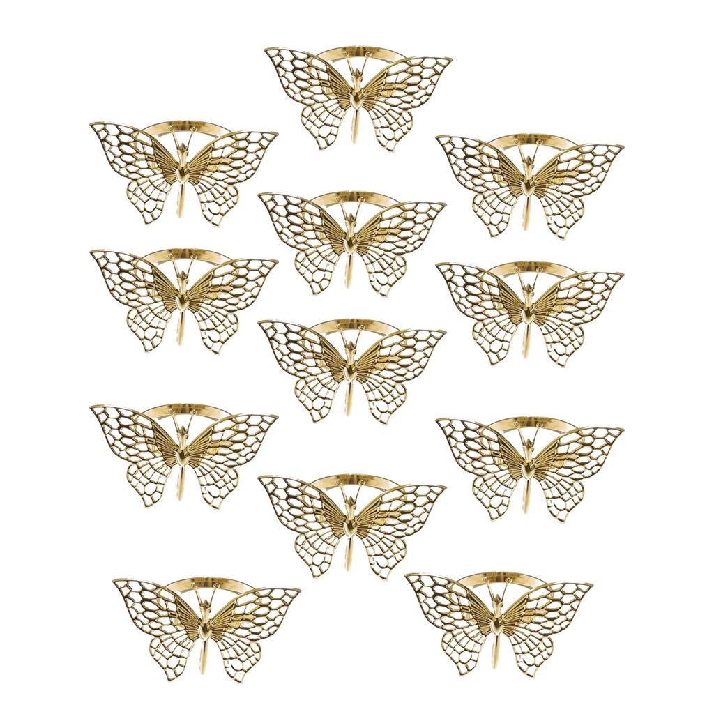 Набор из 12 роскошных держателей для салфеток с дизайном в виде бабочек, идеально подходящих для банкетов и праздничных встреч, изготовленных из железа