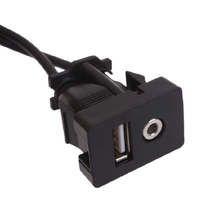 Практичный USB-удлинитель с креплением на панель приборной панели, USB + 3,5 мм порт, штекер