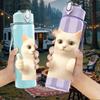 1PC Thumbs Up White Cat Bust Print 750ml Color Plastic Sports Water Bottle Leakproof Flip Straw Lid For Sports Office Home Use