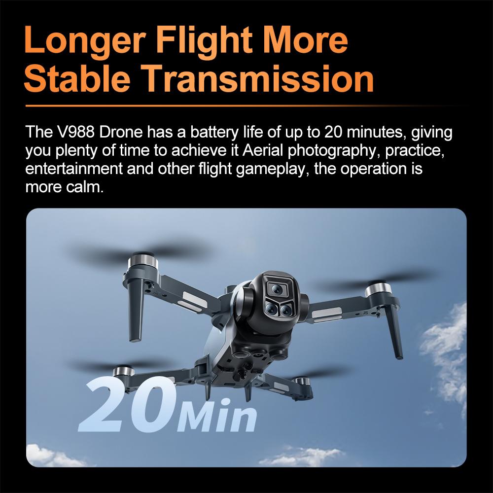 NEW V988 Drone 8K HD Dual Camera 4K Professional Remote Control with Screen 5G WIFI Brushless Motor Foldable Quadcopter GPS