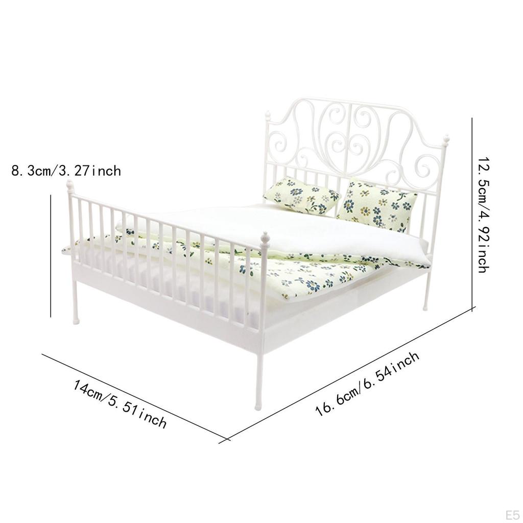 1/12 Двуспальная кровать Реалистичная Жизненная Сцена Спальня Аксессуар для Микро Кукольного Домика Аксессуары для