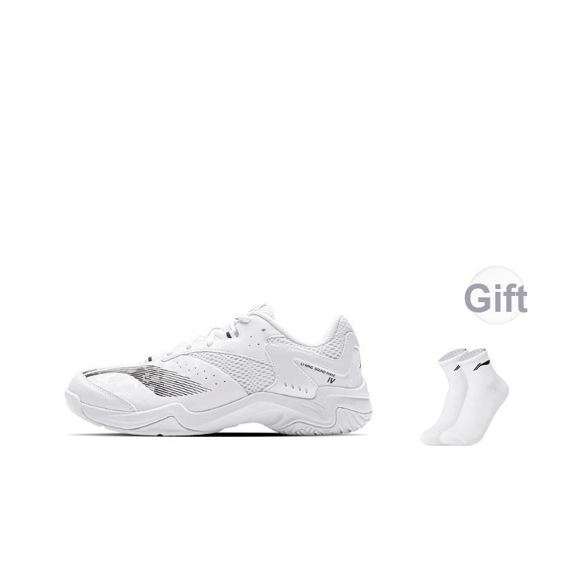 Li Ning Sound Wave IV Удобные Модные Прочные Дышащие Низкие Бадминтонные Кроссовки Унисекс Белые AYTV015-4