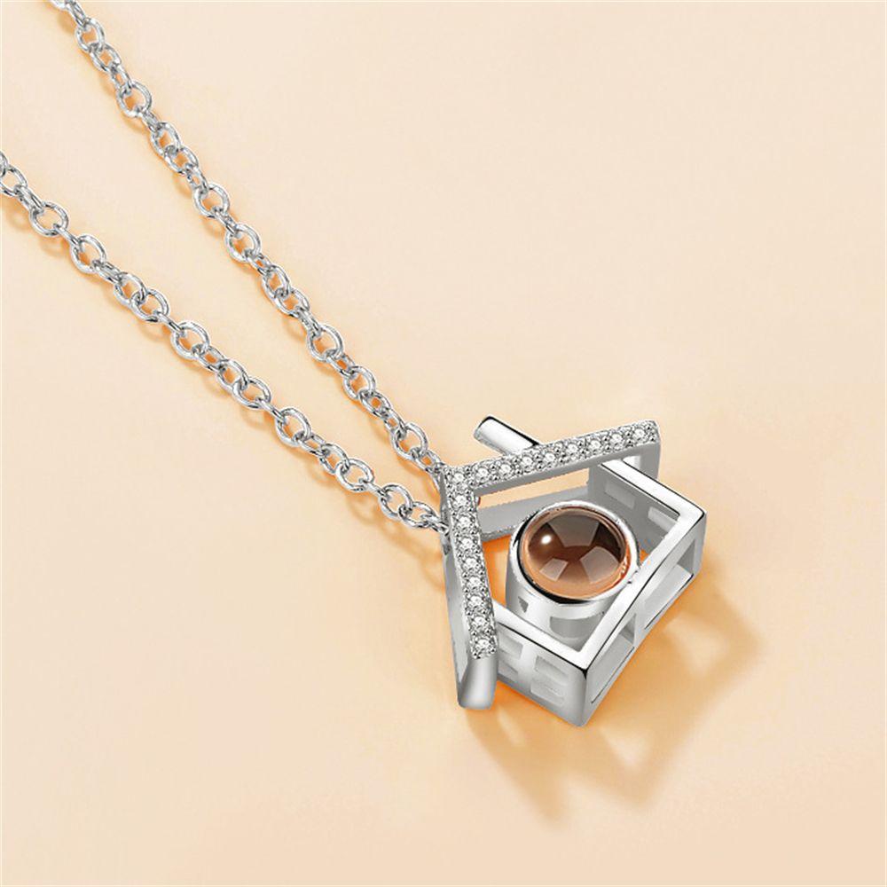 Fashion Boho Crystal Valentine's Day Present Projection Necklace I love You Bohemia 100 Languages