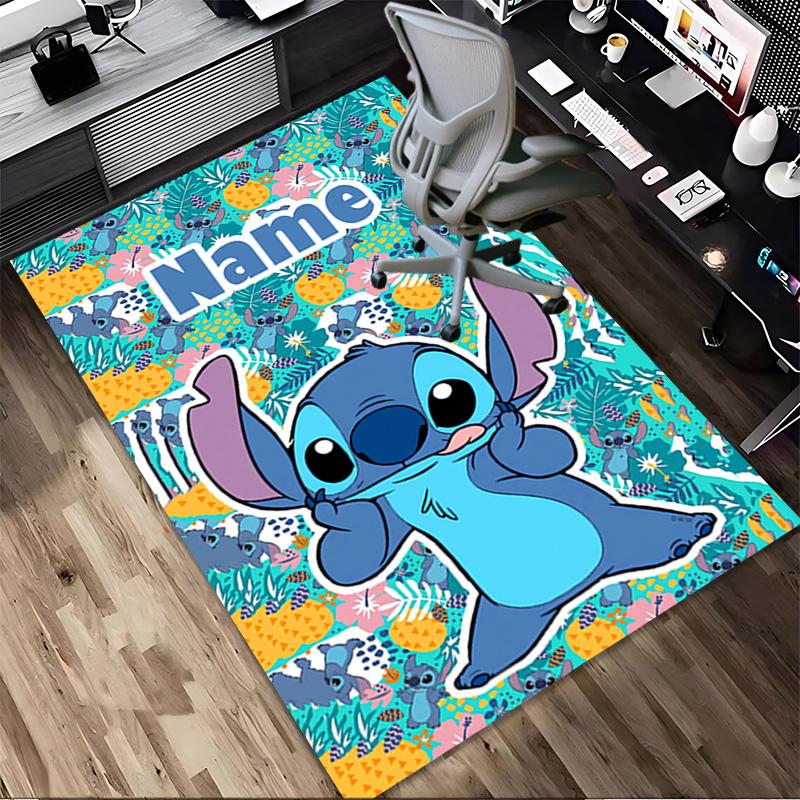 Personalized Name Stitch Fantasy Living Room Non-Slip Area Rug Soft Carpet for Bedroom Kids Playroom Sofa Office Home Decor Doormat