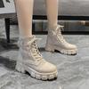 Fashion Aphixta 6cm Thick Sole Summer Breathable Platform Boots Women Buckle Big Size 43 Lace-up Waterproof Height Increasing Boots