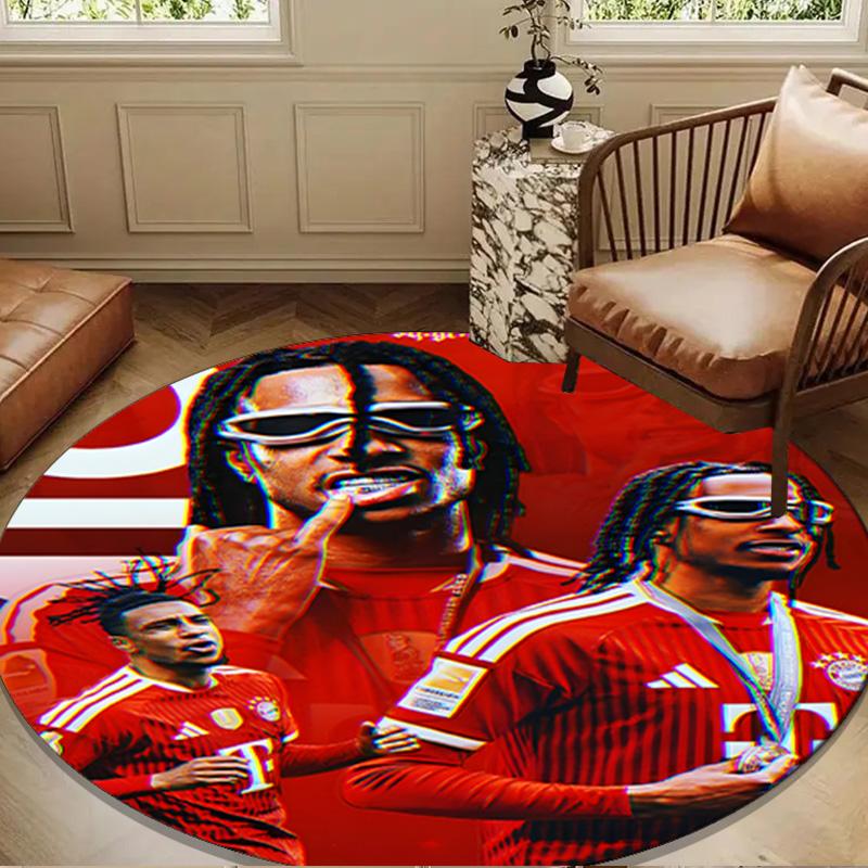 1PC Michael Football Star Round Rug for Livingroom,Bedroom, Palyroom, Chair Rug, Area rug, Circle Carpet, Large Size Fan Christmas gift
