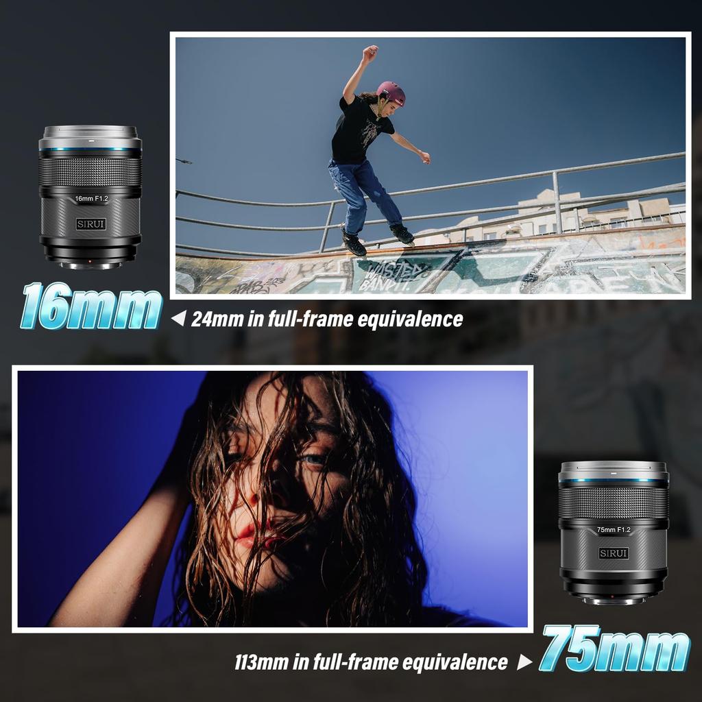 SIRUI Sniper 16mm and 75mm Autofocus Lens Camera Lens for and Zfc Set, F1.2 Wide-Angle APS-C Z8, Z9, Z5, Z6, Z7, (Z Mount, Black)