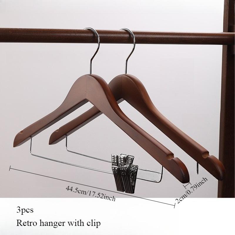 3pcs Non Slip Wide Shoulder Hanger Wooden Heavy Duty Strong Coat Hangers,Smooth Finish 360° Swivel Hook Solid Wood Hangers Shirt Suit Closet Organizer