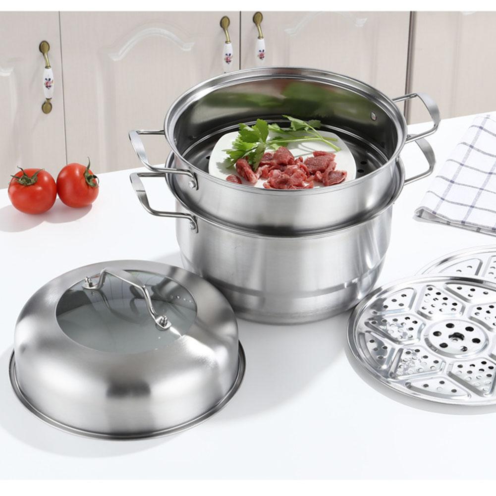 Stainless Steel Steamer Thicken Pot with Lid for Kitchen Cooking
