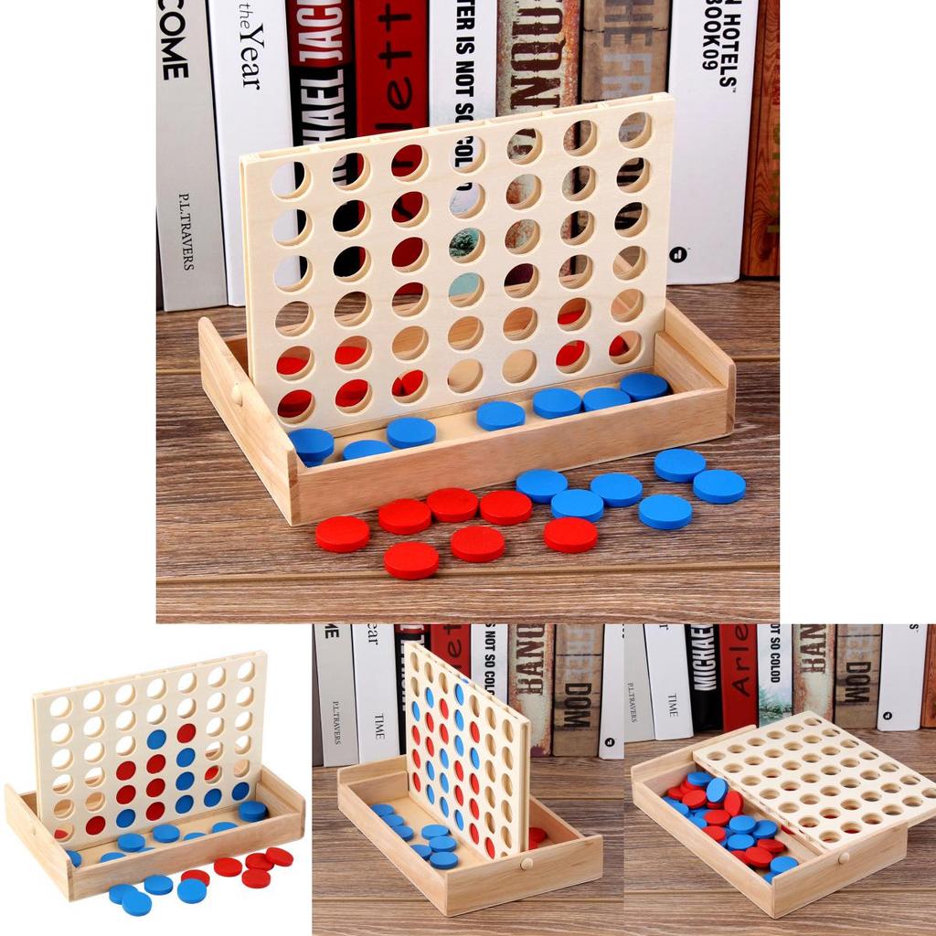 Wooden 4 Chess Connected Line Game Board Children Puzzle Toy For Brain Development