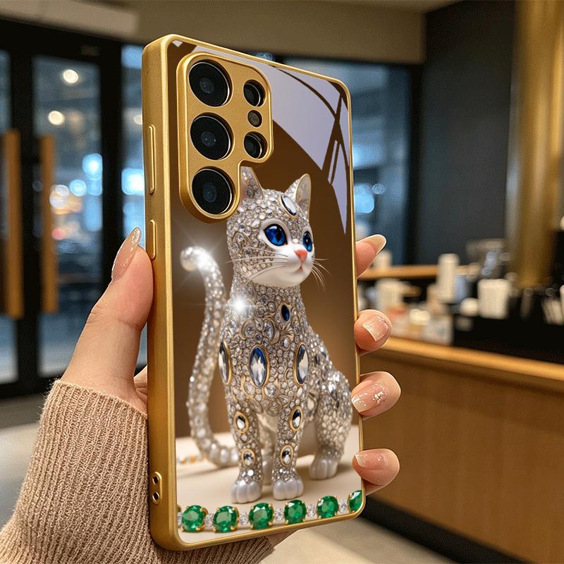 Золотой Чехол для Телефона Diamond Glow Art Для Samsung A50 A51 A52 A53 A54 A55 A56 A57 A71 A72 A73 A31 A32 A34 A36 A37 A30s Стеклянная Крышка