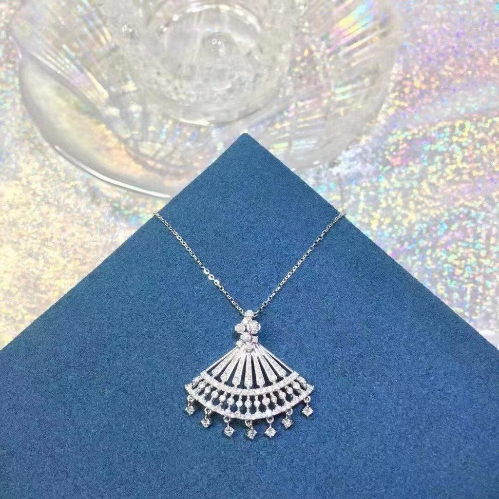 Микро инкрустированное кристаллами и бриллиантами в форме веера ожерелье с кисточками в форме веера ожерелье модная личность богатая женщина