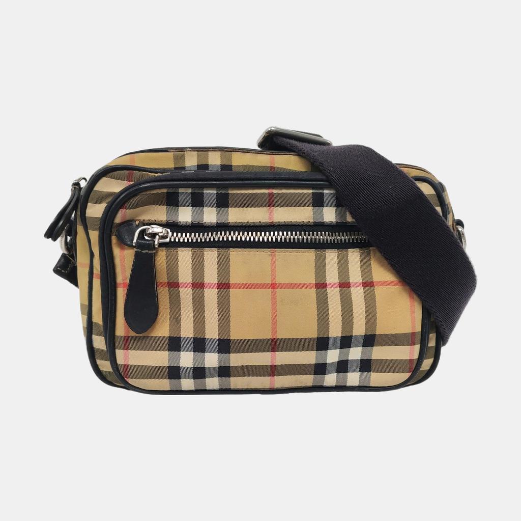 [Pre-Owned] Camera Bag Small Khaki Canvas Crossbody Shoulder Bag Silver Hardware Detachable Strap - Fair #J95K9S