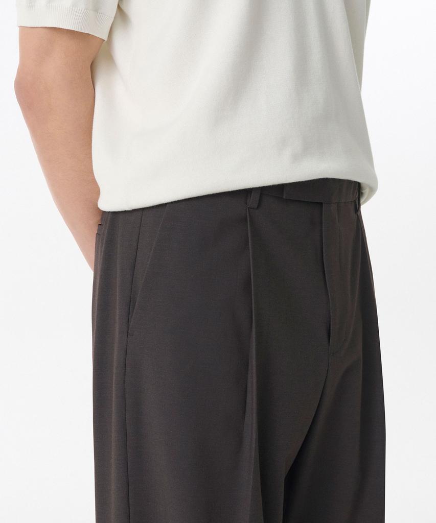 MUSINSA STANDARD Light Plain One-Pleat Wide Hidden Banding Slacks [Gunmetal]