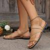 Trendy Flat Bottomed Sandals for Women 2024 New Casual, Simple and Versatile Beach Fashion Roman Sandals Zapatos De Mujer