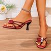 Мода Дофамин Высокий Жесткий Каблук 2025 Лето Новинка Носок Наружу Высокая Ценность Сандалии и Шлепанцы Красная Роза Сандалии