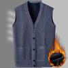 Mens Knitted Vest Sweater Vest for Men Autumn Winter Warm Slim Fit Cardigan Waistcoat Coat with Pockets Outdoor Clothing