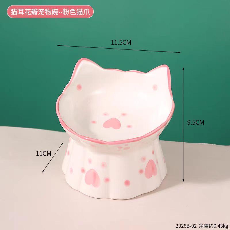 Милая керамическая миска для кошек, высокая защита шеи, противоударный, герметичный наклонный рот, античерный подбородок для кошек и собак, товары для животных