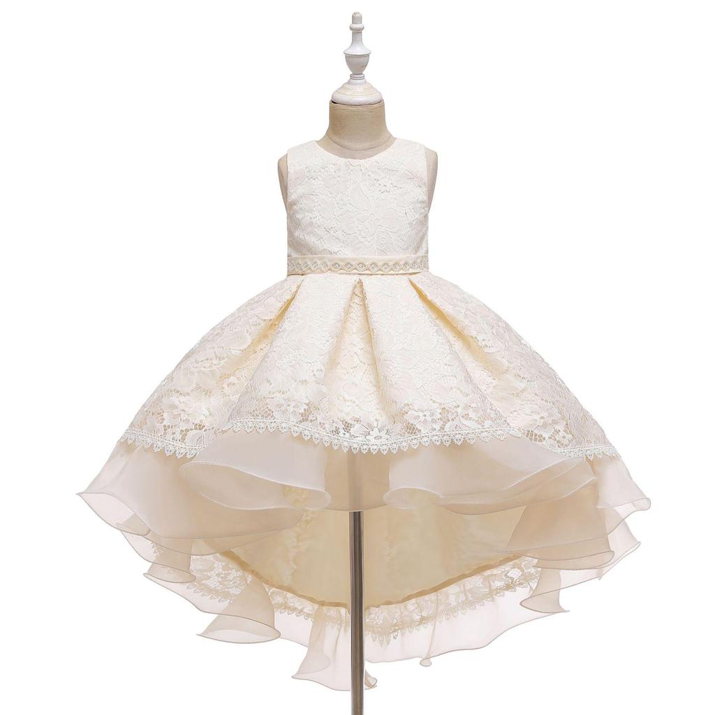 Платье принцессы с цветочным узором для девочек, кружевные платья для свадьбы, дня рождения для девочек, детское платье для выпускного вечера с длинным шлейфом для подростков