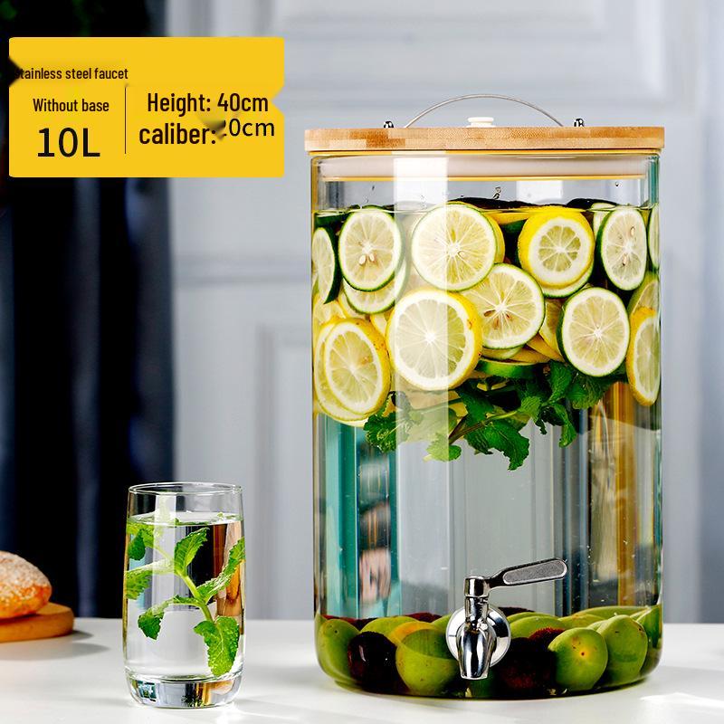 Стеклянный диспенсер для напитков большой емкости с краном для холодных напитков и фруктового чая