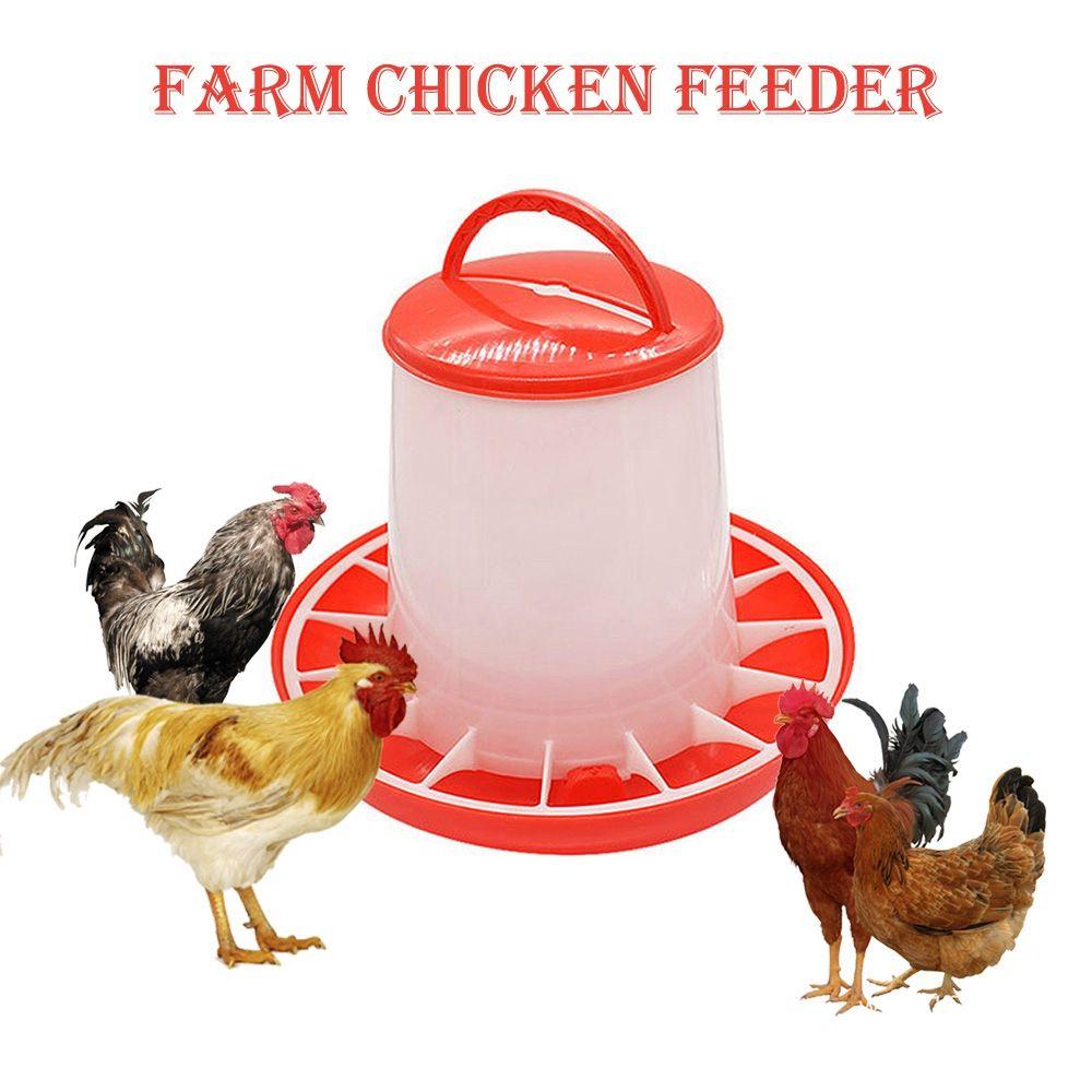 Red Reusable Chicken Water Poultry Handle Farm Supplies Feeders Feed Bucket Poultry Tool