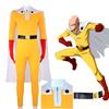 Anime ONE PUNCH-MAN Superhero Saitama Cosplay Neutral Halloween Carnival Jumpsuit Outfits with Cloak Long Coat Suit