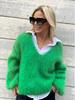 2025 Осень/Зима Свитер крупной вязки с V-образным вырезом и длинными рукавами