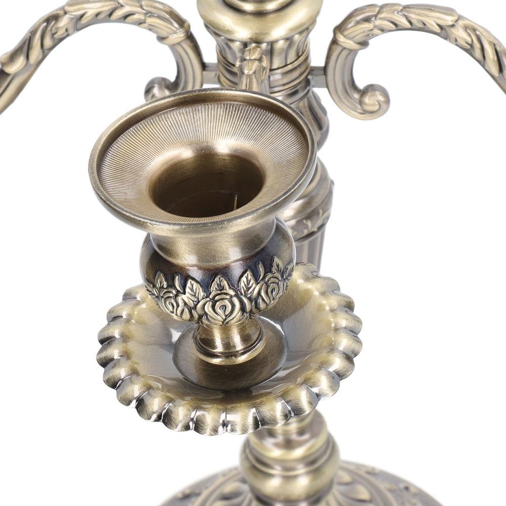 14.6 Inch Tall Candlestick Holder Zinc Alloy Retro Candelabra 5 Arms Candelabra For Party