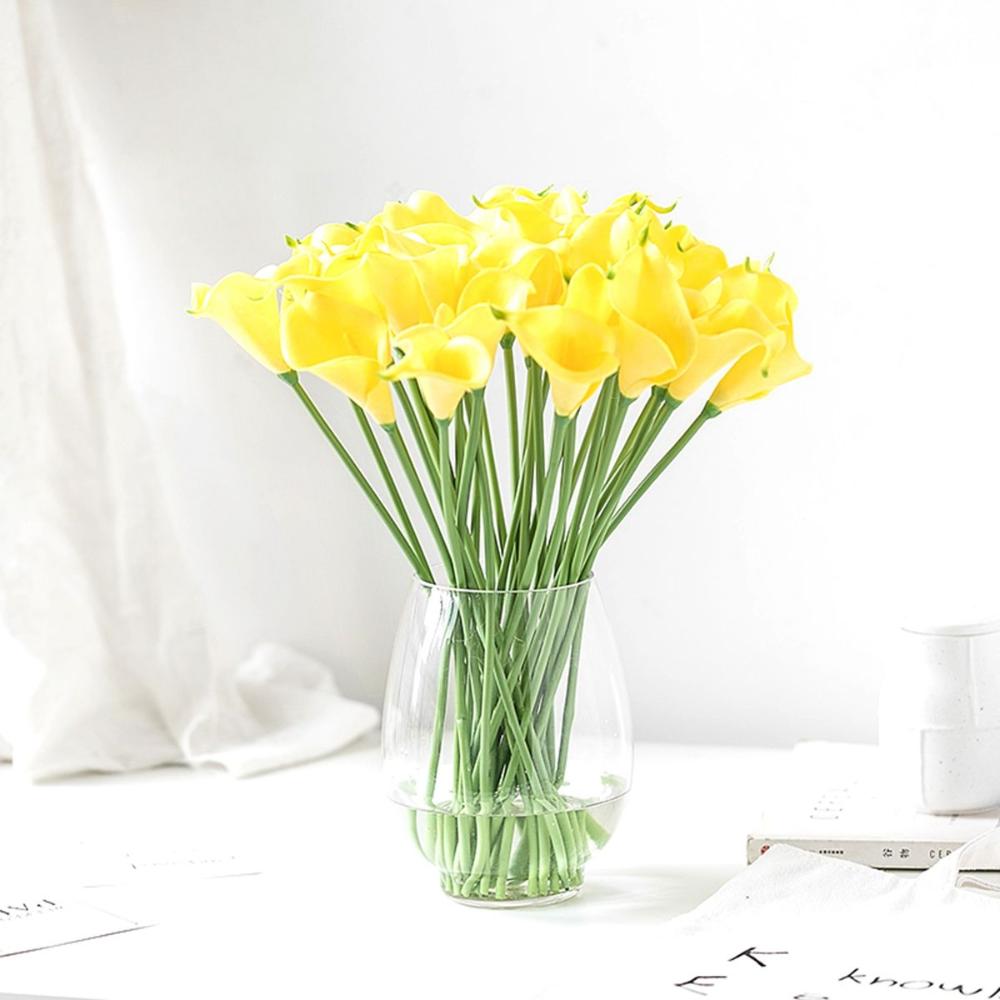 Дом Сад Элегантный Сделай Сам Свадебный Букет Реалистичный На Ощупь Искусственные Каллы Искусственные Цветы Шелковые Растения