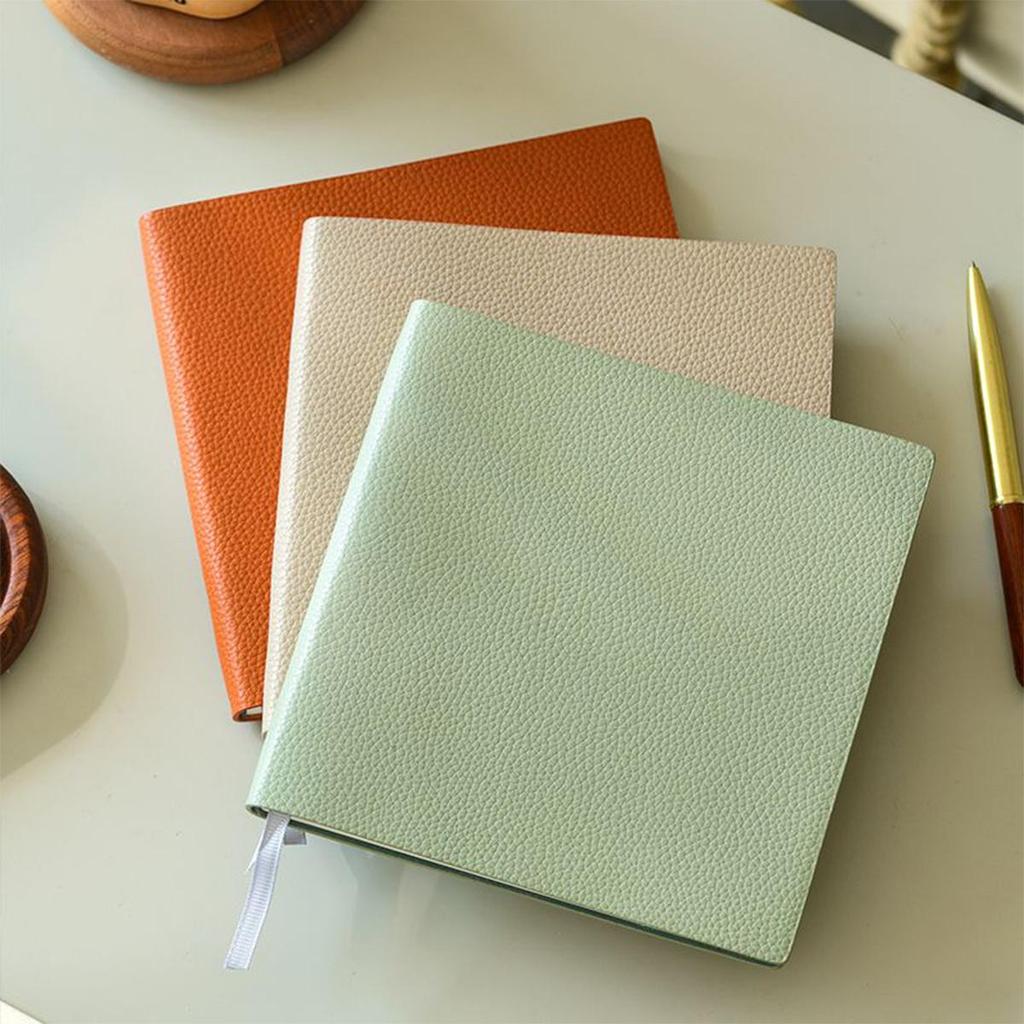 Thickened Leather Square Notebook, Handbook, Student Diary, Girl's Notepad, Travel Journal, Blank/grid Inner Pages, 100 Sheets 200 Pages