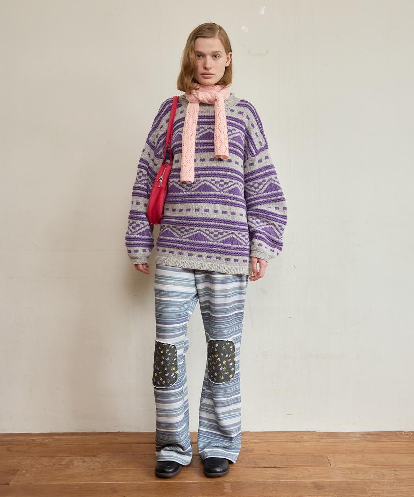 FUNFROMFUN Норвежский свитер с узором Fair Isle, Фиолетовый